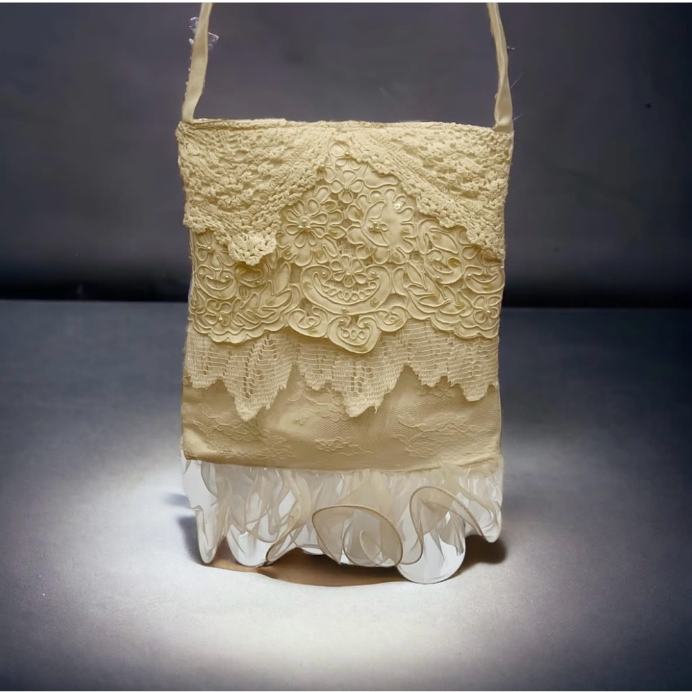 Hand Made Elegant White Lace and Crochet Bag
